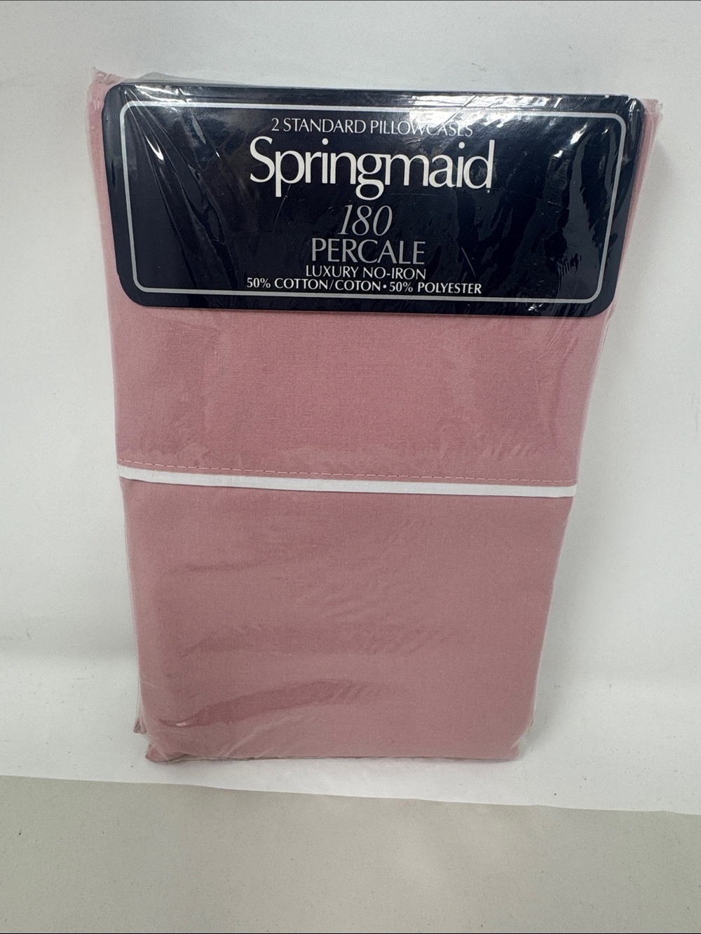 VINTAGE SPRINGMAID 2 STANDARD PILLOWCASES 180 PERCALE ROSE MADE IN USA